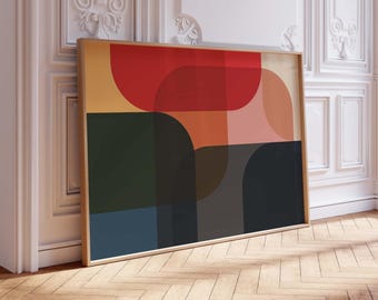 Bold Colorful Retro Abstract Art Print