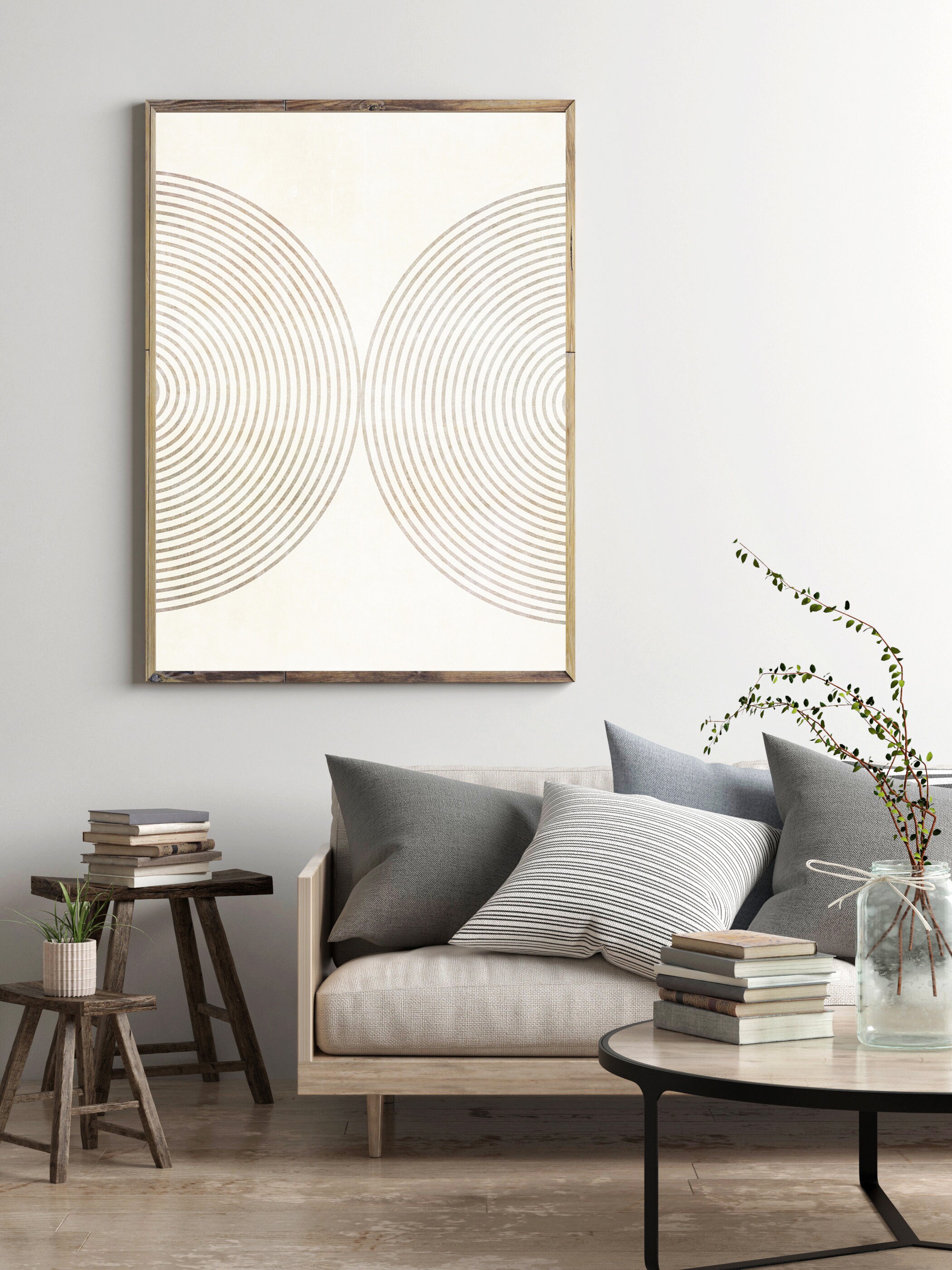 Abstract Wall Art Neutral Tones Mid Century Modern Wall Art Etsy UK