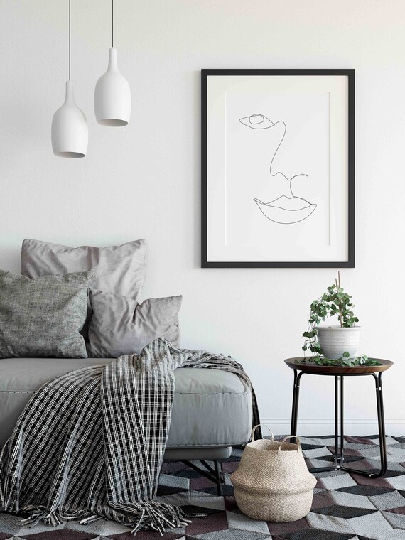 Face Drawing Sketch Art Bedroom Wall Art Minimalist Sketch Line Art Abstract One Line Birthday Gift Idea Gift Her Printable Art
