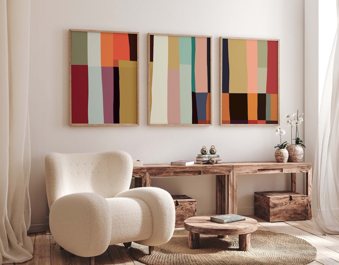 Colorful Set of 3 Modern Abstract Art Prints - Etsy