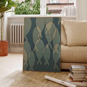 Blue Fish Wall Art - Abstract Coastal Print for Modern Homes