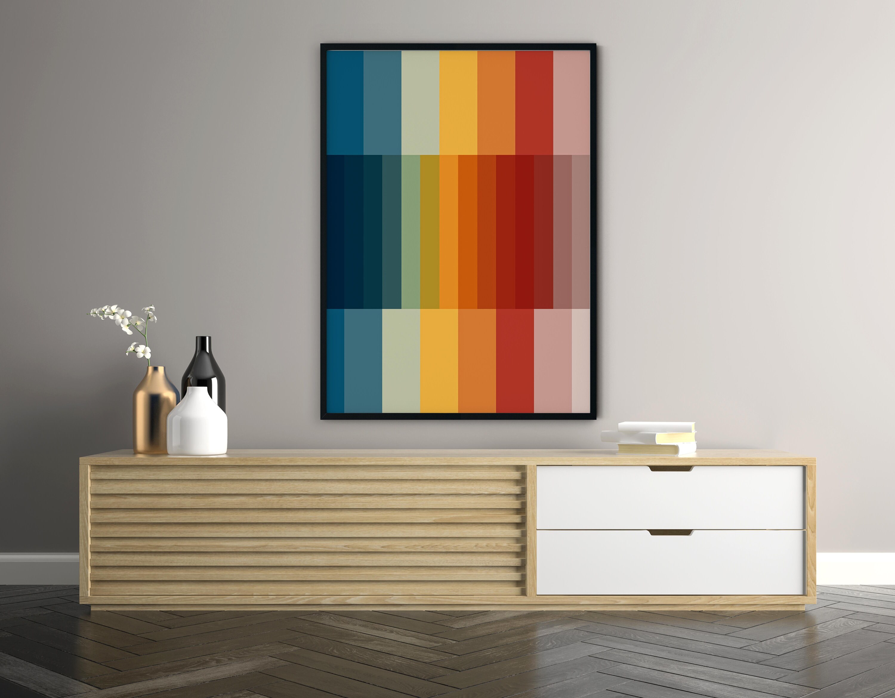 Bold Large Abstract Rainbow Wall Art Digital Print Modern Etsy