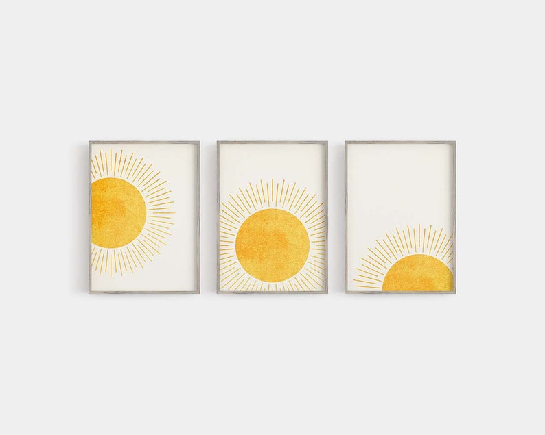 Boho Set of 3 Playroom Wall Art Bohemian Sun Wall Art Boho Posters Gallery Wall Art Kids Room Decor Boho Nursery Art Boho Art image 9