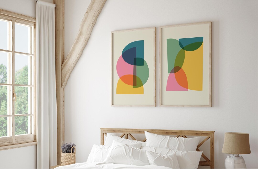 Set of 2 Brightly Colored Abstract Wall Art DIGITAL Prints - Etsy
