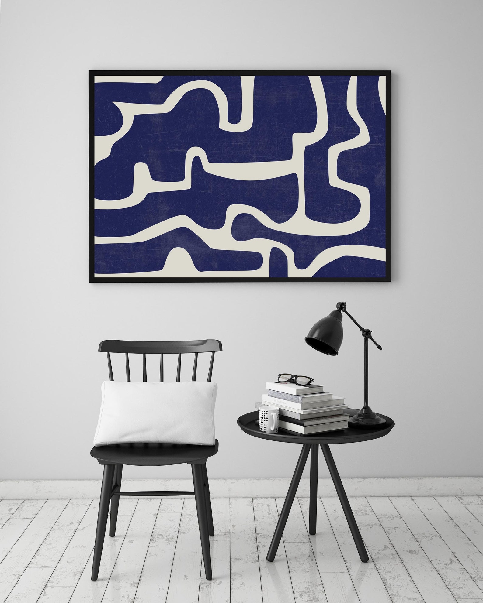 Cool Grey Blue Wall Decor Navy Blue Wall Art Prints Modern Art - Etsy