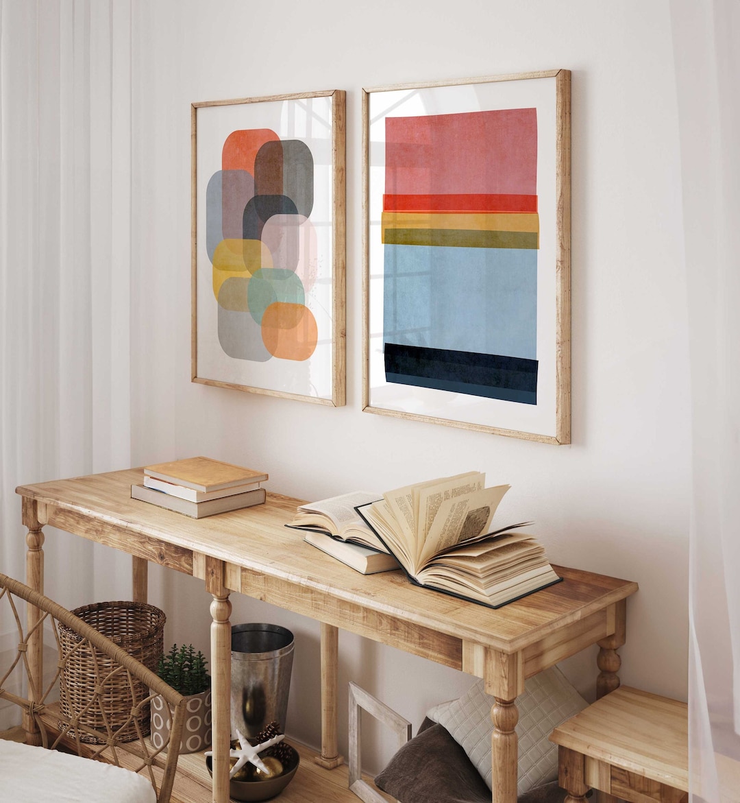 Set of 2 Colorful Abstract Modern Art Prints - Etsy