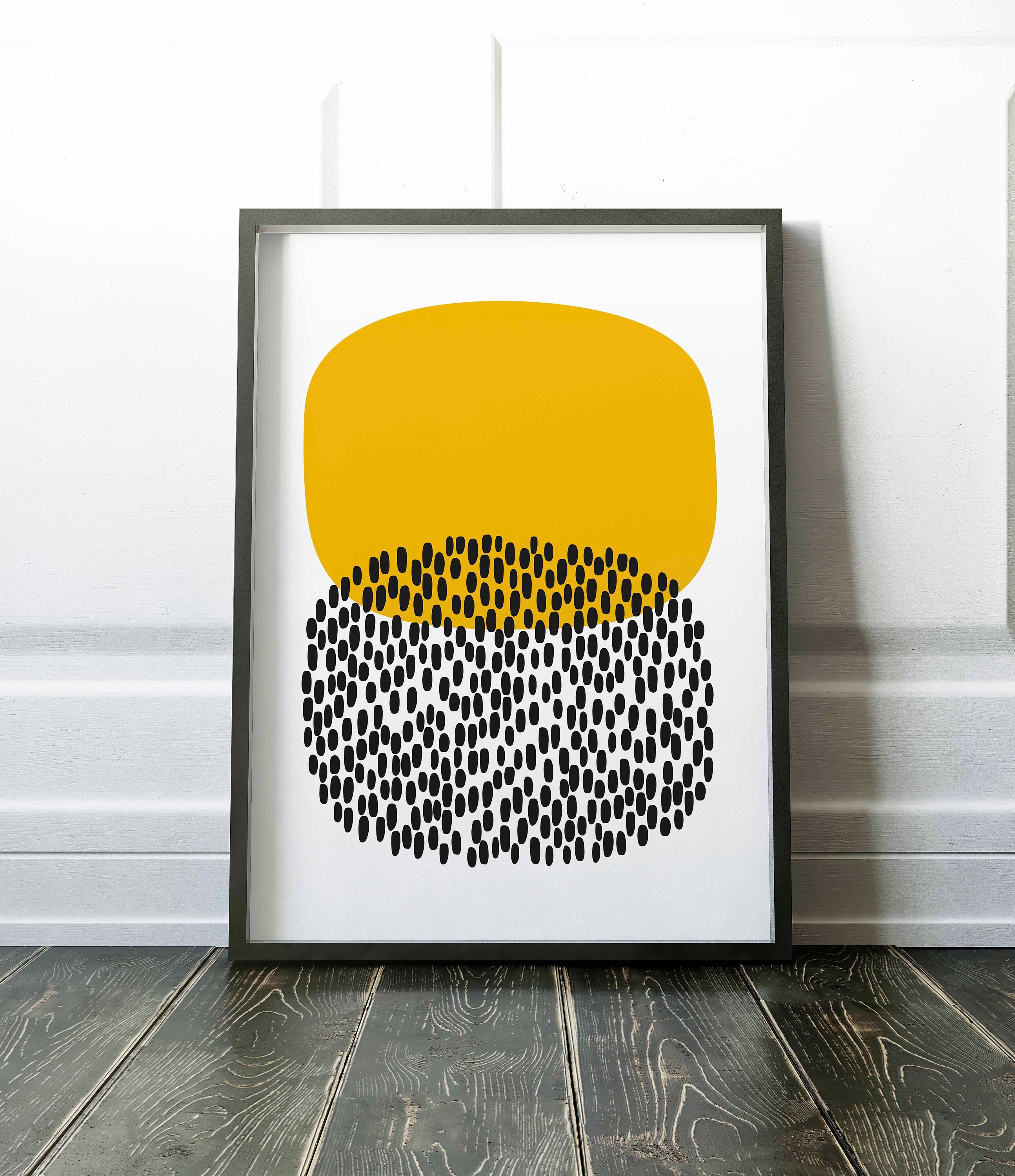 Yellow Abstract Print Mid Century Modern Yellow Wall Art Etsy