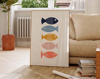 Colorful Modern Abstract Fish Art Print