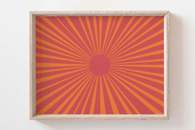 Cool Pink and Orange Abstract Sunburst Digital Art Print Etsy UK