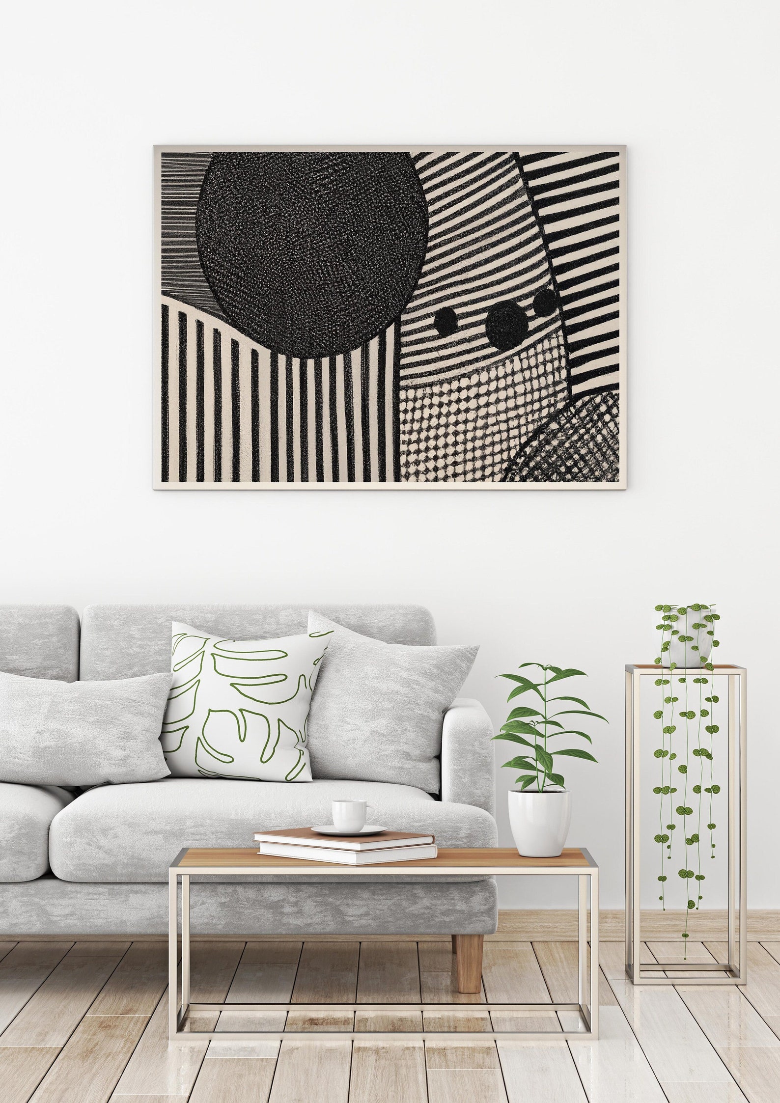 Large Black and White Abstract Line Art Illustration Print - Etsy