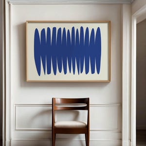 Bold Blue Abstract Print - Minimal Modern Wall Art