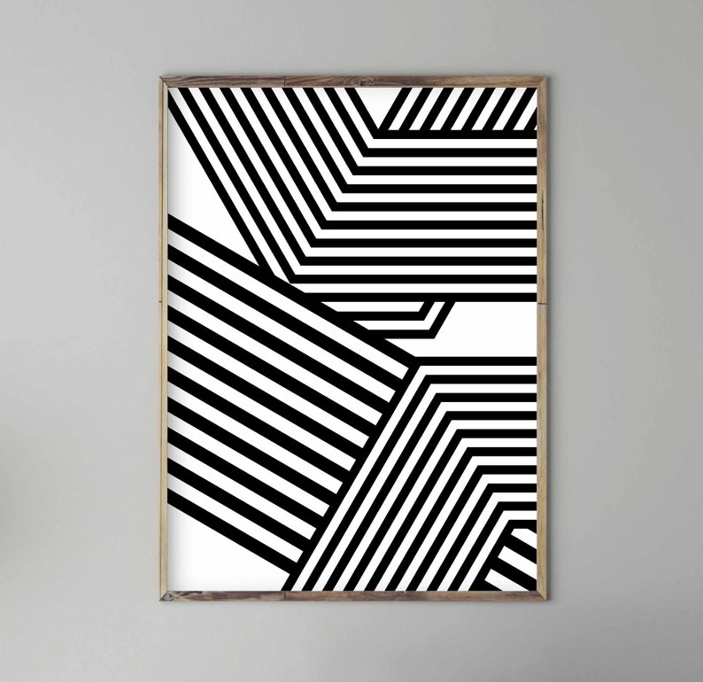 Mid Century Modern Art Black and White Art Retro Prints Etsy