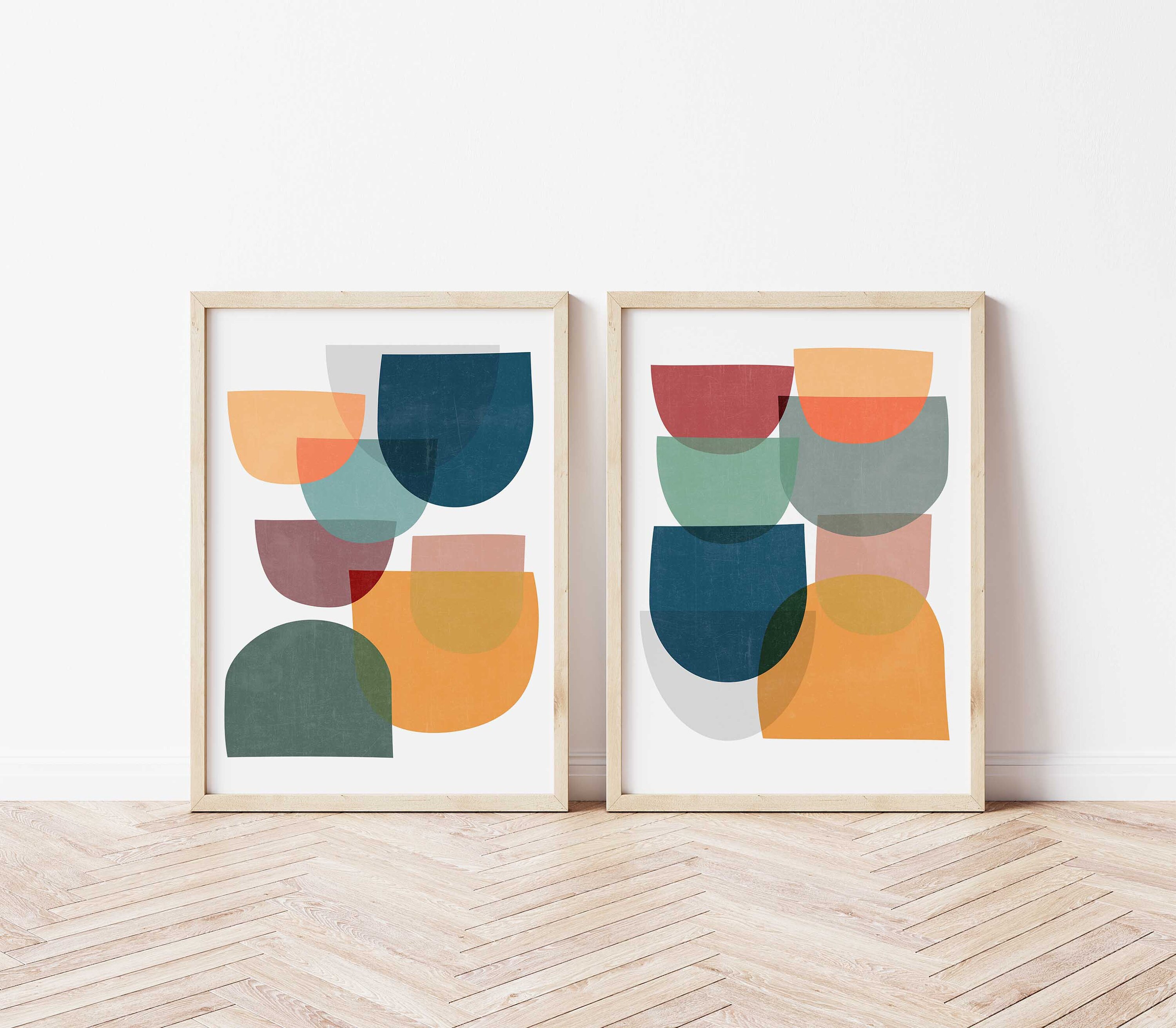 Mid Century Posters Set of 2 Modern Art Prints Set Playroom Etsy