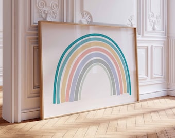 Impresión artística de un lindo arcoíris pastel