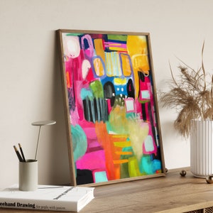 Fun Colorful Large Abstract Painting Print