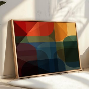 Großer, farbenfroher abstrakter digitaler Wandkunstdruck
