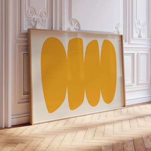 Impressão digital abstrata amarela moderna, arte de parede minimalista, pôster ultramoderno, pôster simples em mostarda, decoração boho escandinava para impressão