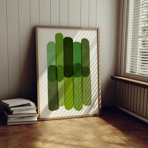 Modern Green Wall Art Print - Minimal Contemporary Digital Home Decor