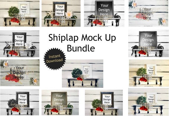 Shiplap Mockup Bundle Package Frames 5x7 8x10 Black And