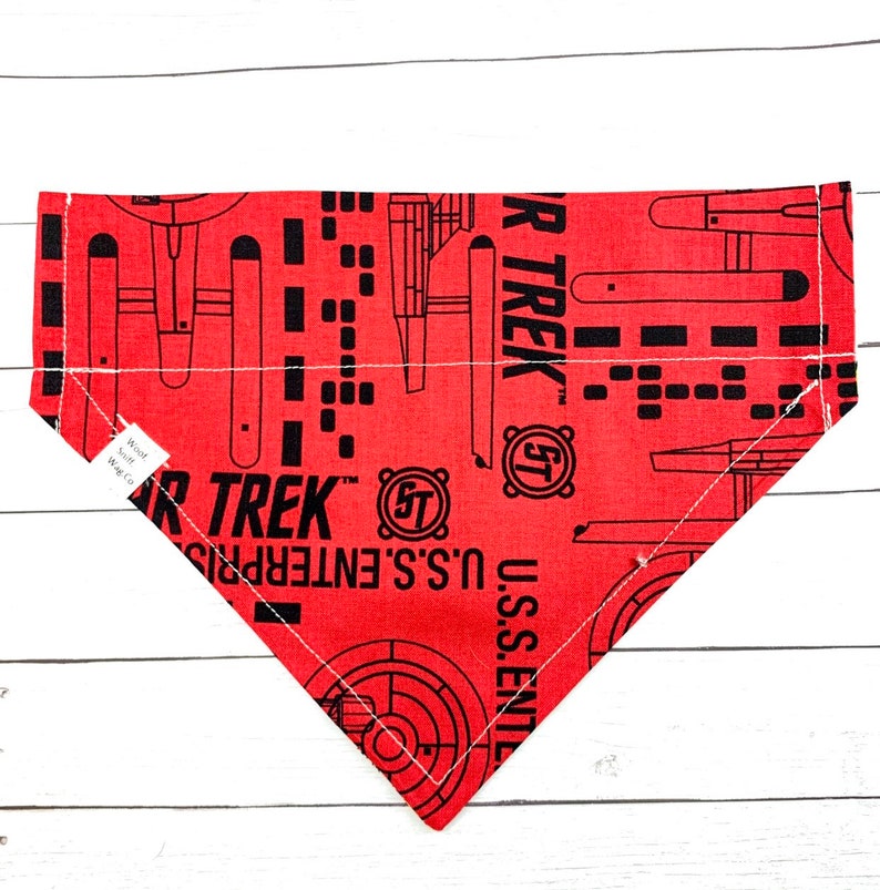 Star Trek inspired Movie Collection pet Accessory \u2022 Through the collar or Tie on pet bandana \u2022 for teacup and XL dogs \u2022 Snaps