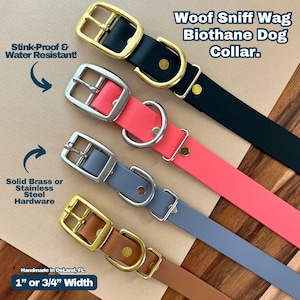 1” or 3/4” Biothane Pet Collar Stinkproof, Water & Stain Resistant. Adjustable. Brass or Stainless Steel Hardware. Durable, Easy Clean up