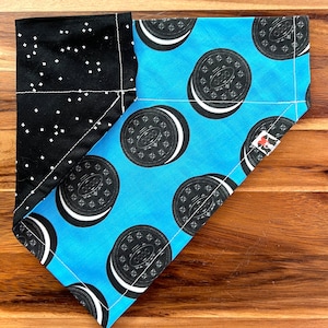 Cookies and Cream • Reversible Pet Bandana • Machine Washable • Snap On, Collar Styles Available with matching bows or scrunchie