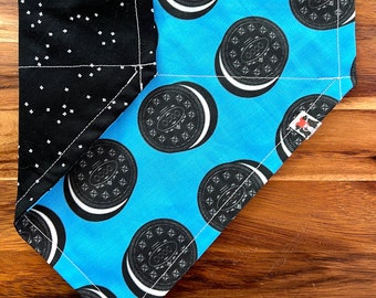 Cookies and Cream • Reversible Pet Bandana • Machine Washable • Snap On, Collar Styles Available with matching bows or scrunchie