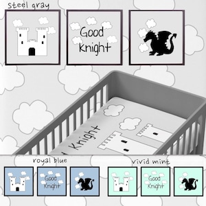 Knight Nursery-Fairytale Castle Nursery-Nursery Wall Art-Dragon Nursery Decor-Knight Nursery Art-Gray Nursery-Mint Nursery-Boy Nursery