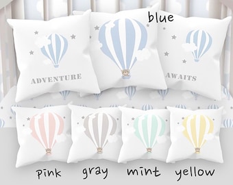 Hot Air Balloon Pillow Set-Baby Pillow-Girl Nursery-Boy Nursery-Neutral Nursery-Hot Air Balloon Nursery-Hot Air Balloon Nursery Decor