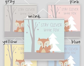 Woodland Canvas Wall Hanging-Woodland Nursery-Woodland Decor-Nursery Wall Art-Fox Nursery-Boy Nursery-Girl Nursery-Neutral Nursery