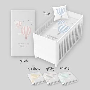 Hot Air Balloon Crib Sheet-Fitted Jersey Knit Crib Sheet-Boy Nursery-Girl Nursery-Neutral Nursery-Hot Air Balloon Nursery-Cloud Nursery