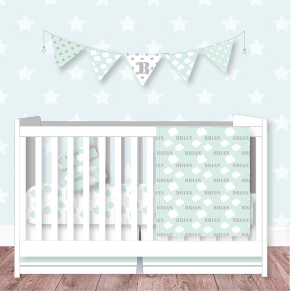 mint crib bedding