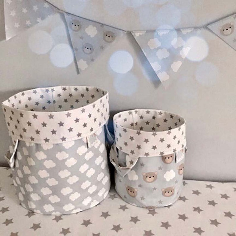 Woodland Nursery Décorbear Storage Basketsgrey Neutral Etsy