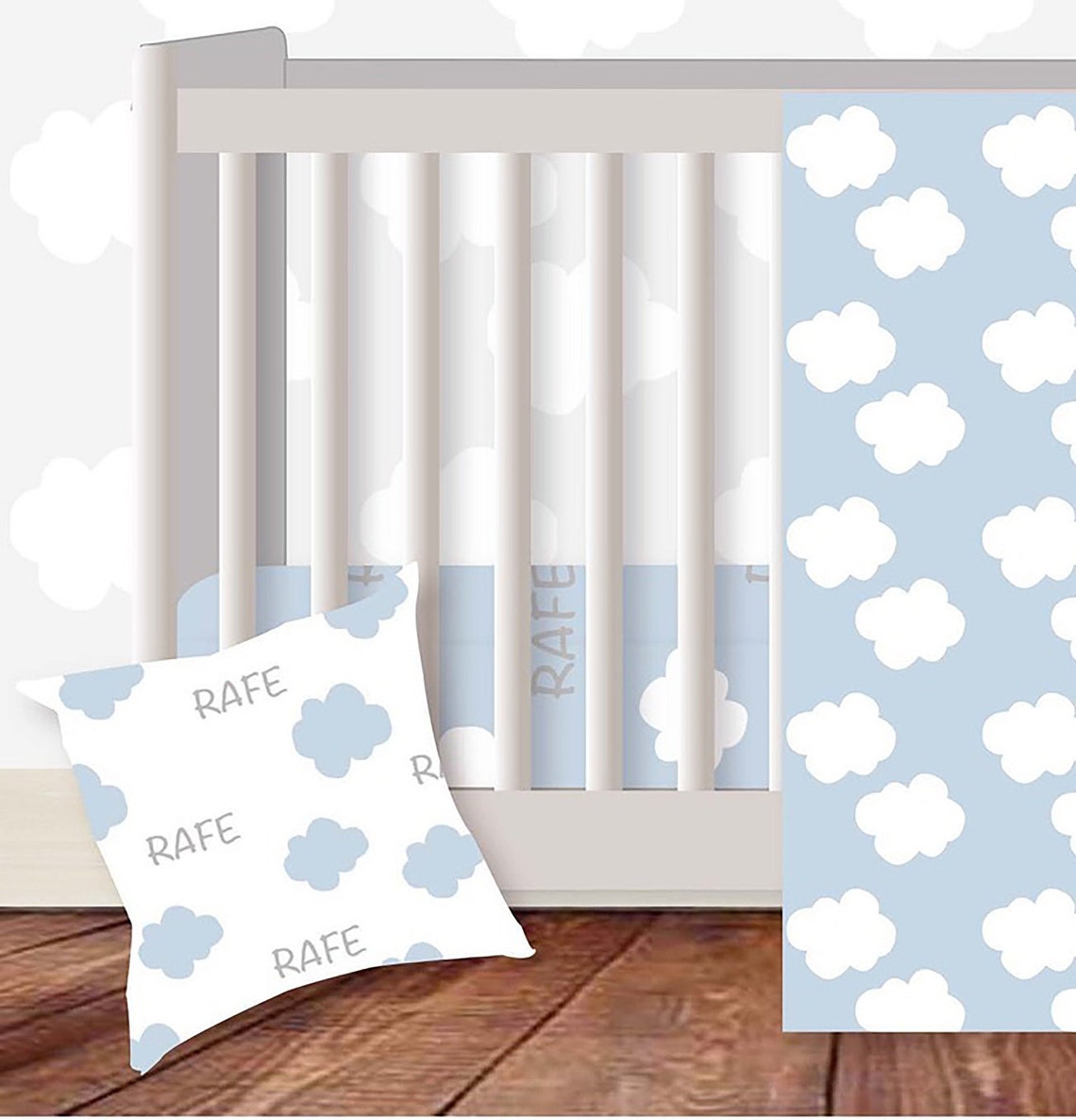 Personalized Cloud Crib Sheetpersonalized Baby Giftfitted Etsy