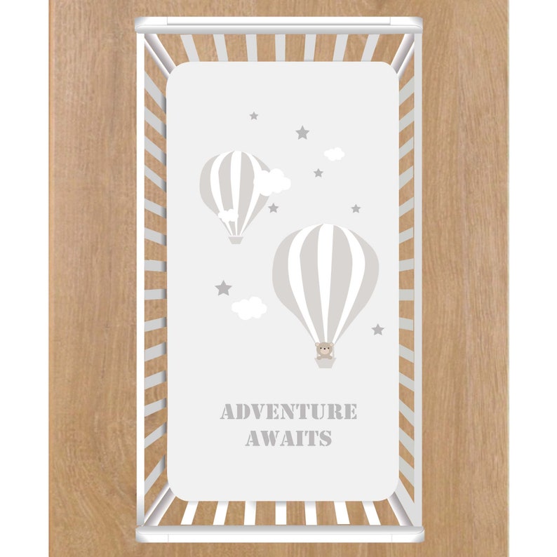 Hot Air Balloon Crib Sheetfitted Crib Sheetgrey Etsy