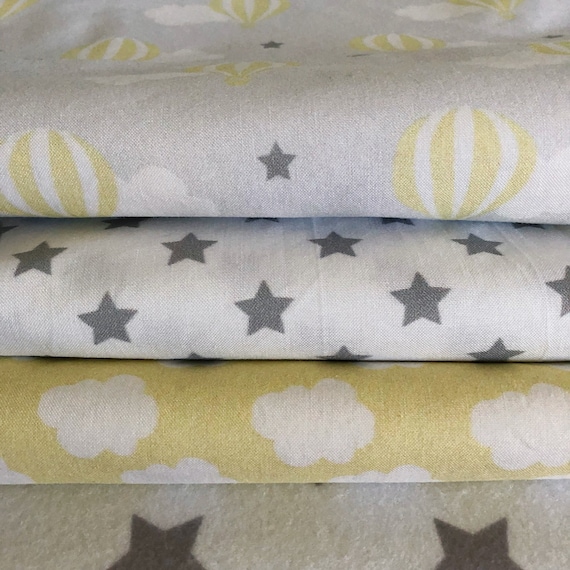Hot Air Balloon Crib Sheet Fitted Crib Sheetgrey Yellow Etsy