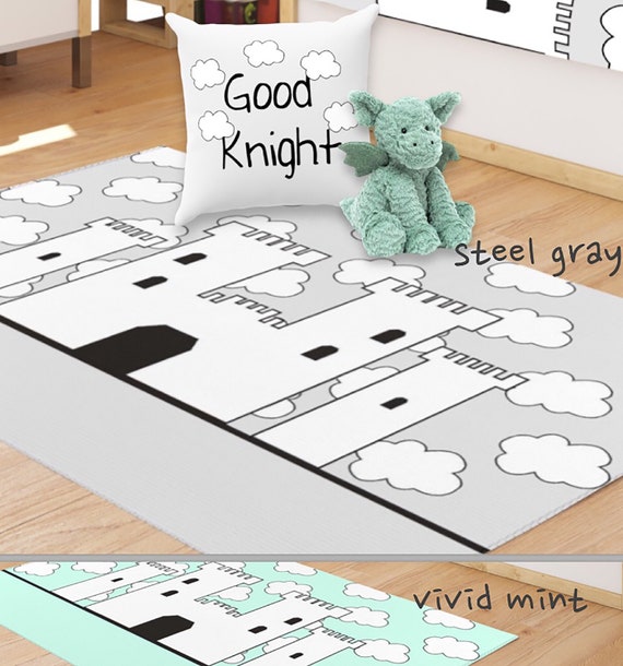 Fairytale Nursery Room Rug-knight Nursery-castle Nursery Rug