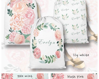 Boho Floral Nursery-Laundry/Storage Bag-Personalized Laundry Bag-Pink Nursery-Girl Nursery-Personalized Baby Gift-Nursery Storage-ToyStorage