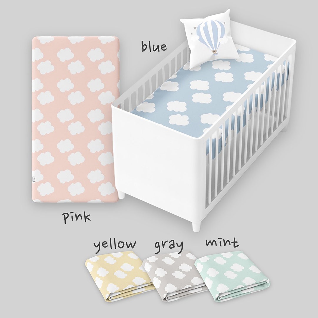 Cloud Crib Sheetfitted Jersey Knit Crib Sheetnursery Beddingchanging