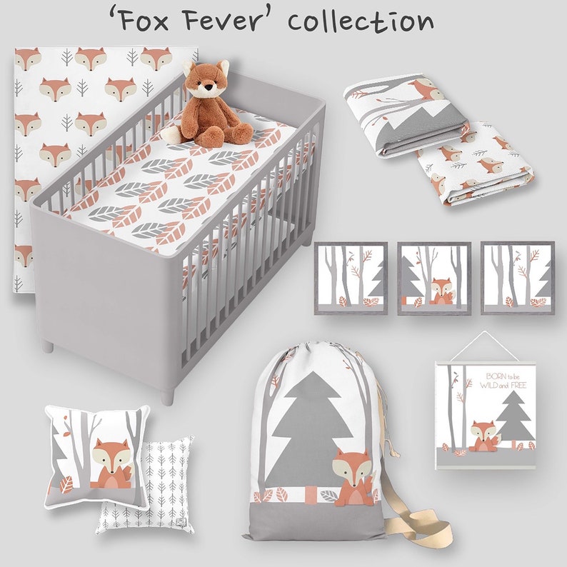 Woodland Nursery Crib Sheet-Fitted Crib Sheet-Knit Crib Sheet-Fox Crib Sheet-Changing Pad Cover-Fox Nursery-Neutral Nursery-Woodland Decor image 10