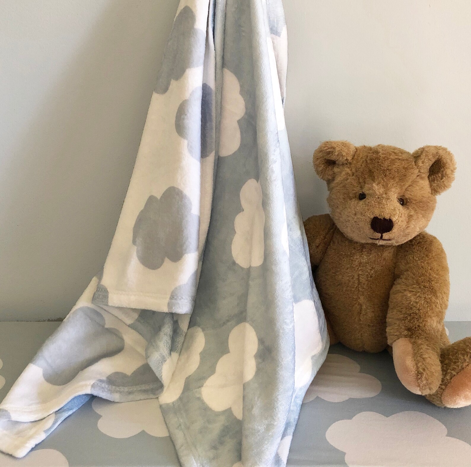 Minky Baby Blanketcloud Baby Blanketblue Nurserycloud Etsy