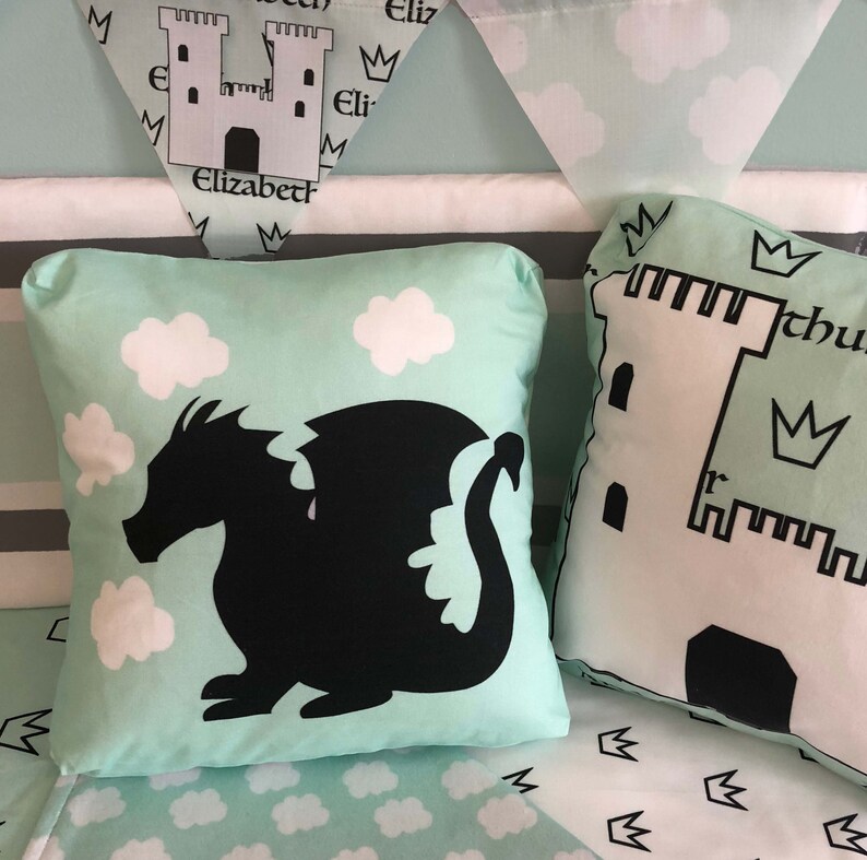 Fairytale Castle Nursery-Personalized Baby Blanket-Knight and Dragon Baby Blanket Set-Princess Baby Blanket Set-Mint Minky Baby Blanket