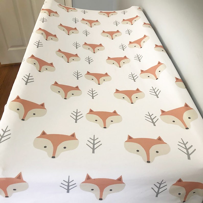 Woodland Nursery Crib Sheet-Fitted Crib Sheet-Knit Crib Sheet-Fox Crib Sheet-Changing Pad Cover-Fox Nursery-Neutral Nursery-Woodland Decor image 5