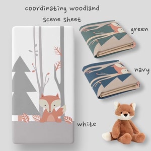 Woodland Nursery Crib Sheet-Fitted Crib Sheet-Knit Crib Sheet-Fox Crib Sheet-Changing Pad Cover-Fox Nursery-Neutral Nursery-Woodland Decor image 9