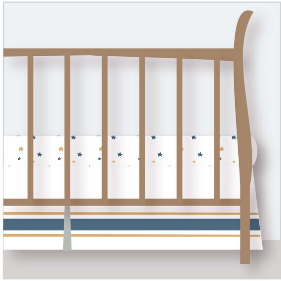 navy and white crib skirt