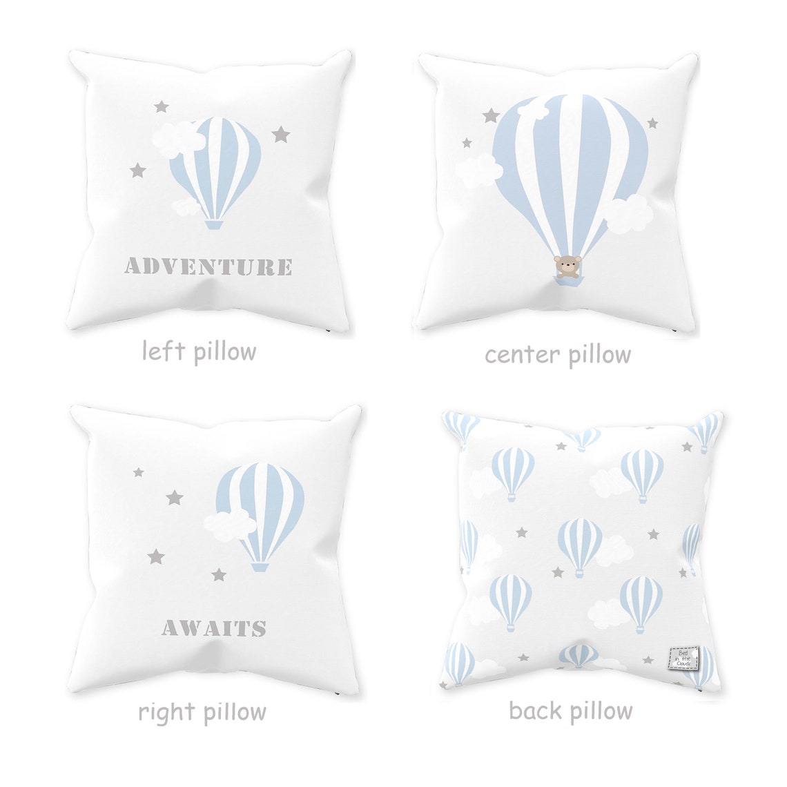 Hot Air Balloon Pillow Setbaby Pillowgrey & Blue Nurseryboy Etsy