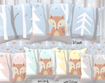 Fox and Tree Pillow Set-Baby Pillow-Girl Nursery-Boy Nursery-Neutral Nursery-Woodland Nursery-Pillow Set-Fox Nursery-Woodland Nursery Decor