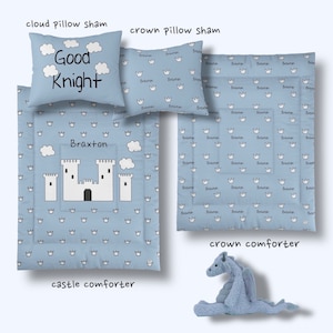 Knight Theme Bedding Set-Child Comforter and Sham-Toddler Bedroom-Boy Bedroom-Personalized Comforter-Castle Comforter-Boy Bedroom Decor