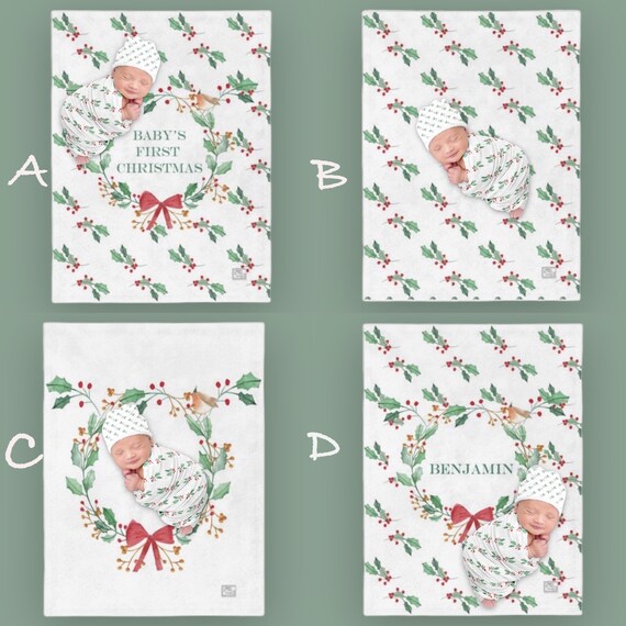 Baby's first christmas blanket hot sale