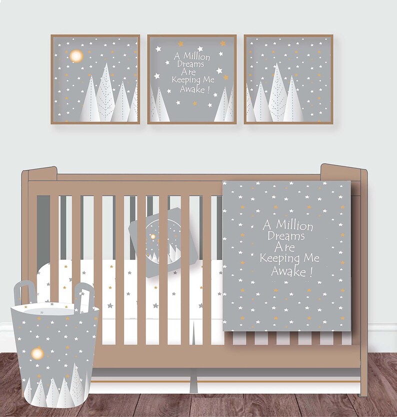 grey star cot bedding